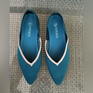 Vivaia Vienna Teal/Peach Knit Flats